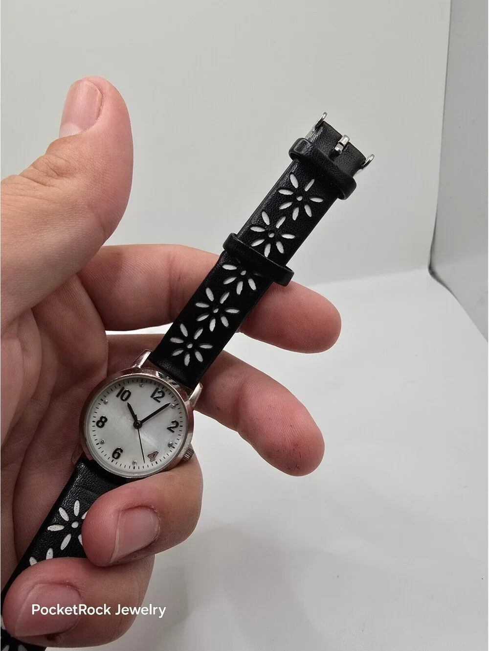 FMD Women’s Quartz Analog Watch White Dial Silver Steel Black Leather Strap